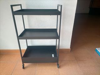 Carrito auxiliar metálico negro 3 estantes
