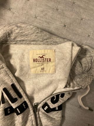 Sudadera Hollister Gris con Cremallera y Capucha