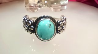 Anillo Plata 925 Turquesa Natural - Talla 57,5 