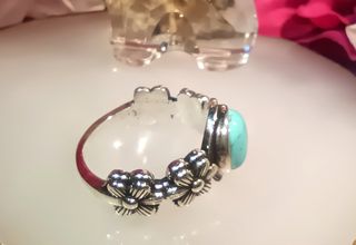 Anillo Plata 925 Turquesa Natural - Talla 57,5 