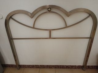 Cabecero cama antiguo metal dorado/plateado