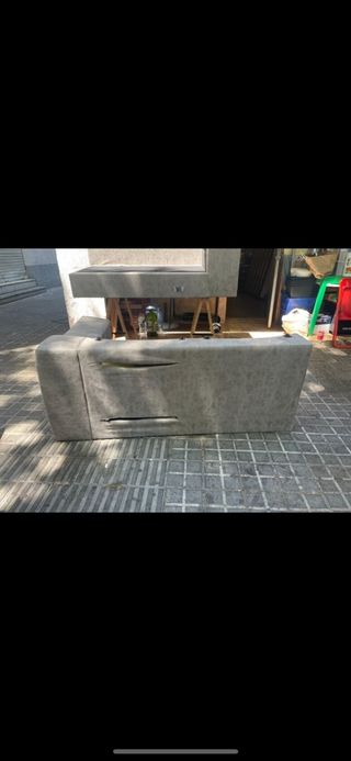 Sofá modular gris piel sintética