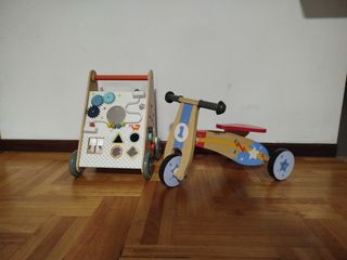 Andador y Bicicleta de Madera para Niños