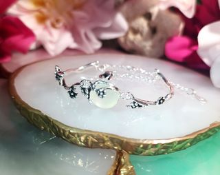 Pulsera plata 925 con piedra blanca y rosas