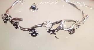Pulsera plata 925 con piedra blanca y rosas