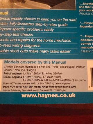Haynes - Peugeot Partner & Citroen Berlingo