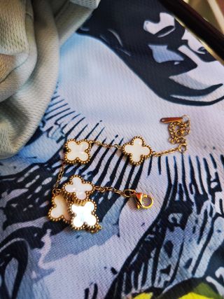 Pulsera trébol oro blanco