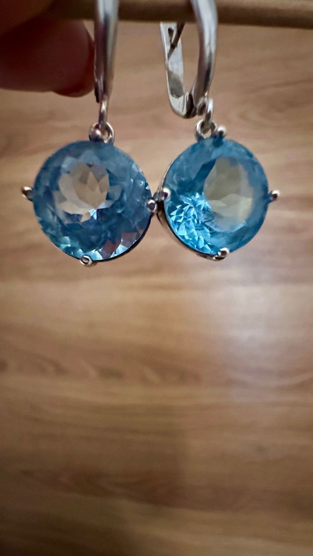 Pendientes Plata 925 Topacio Azul