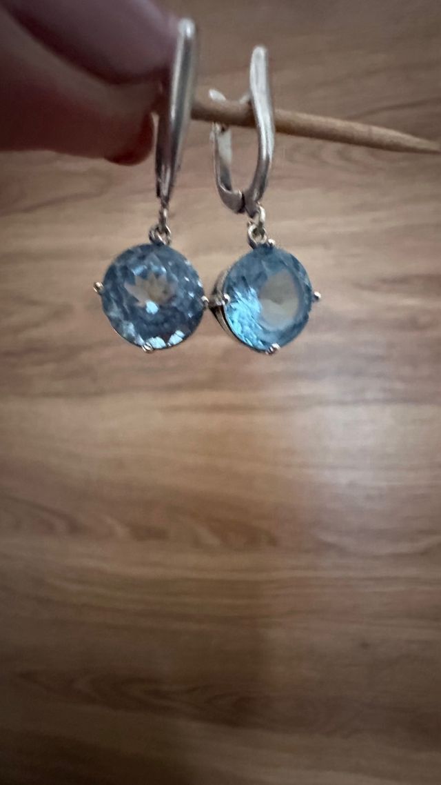 Pendientes Plata 925 Topacio Azul