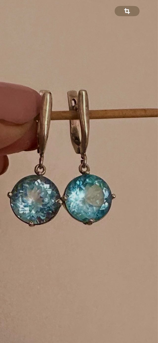 Pendientes Plata 925 Topacio Azul