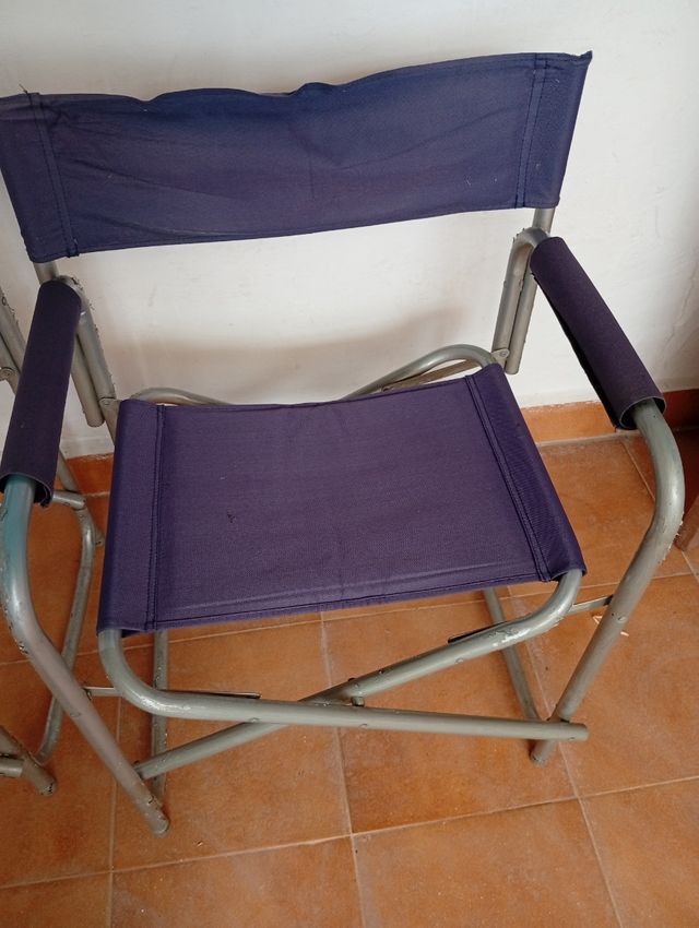 Sillón Director Plegable Azul y Gris