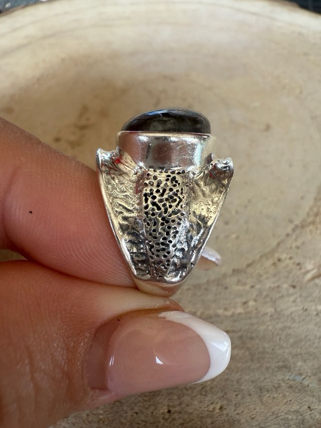 Anillo Plata Ley 925 Labradorita Azul