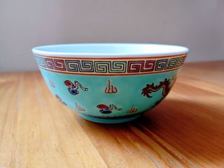 2 Tazas Sopa Porcelana China Dragón.
