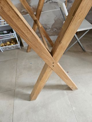 Mesa alta cristal y madera
