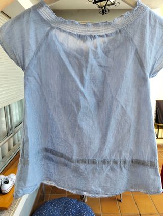 Blusa niña azul y blanco