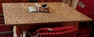 Mesa Mármol Patas Madera Maciza