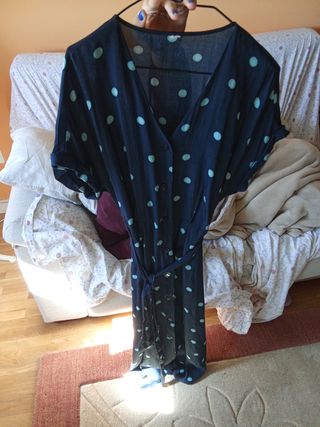 Vestido Zara lunares azul talla 38