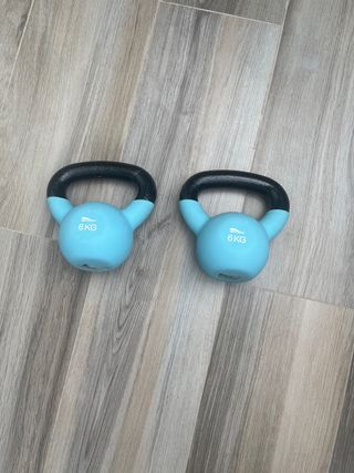 2 manubri con kettlebell, 6 kg, blu