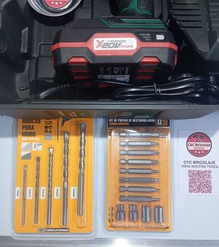 Taladro Parkside 20 voltios kit completo