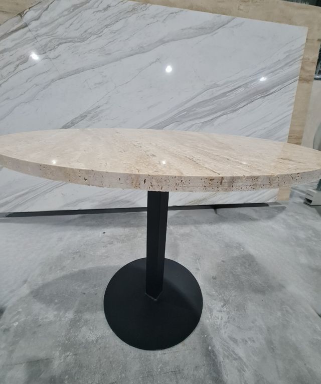 Mesa marmol travertino redonda