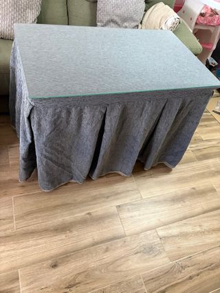 Mesa camilla 100x60x73 con cristal y tela