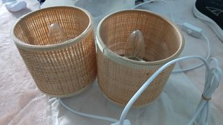 Lámparas de mesa bambú/mimbre (2uds)
