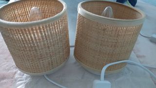 Lámparas de mesa bambú/mimbre (2uds)