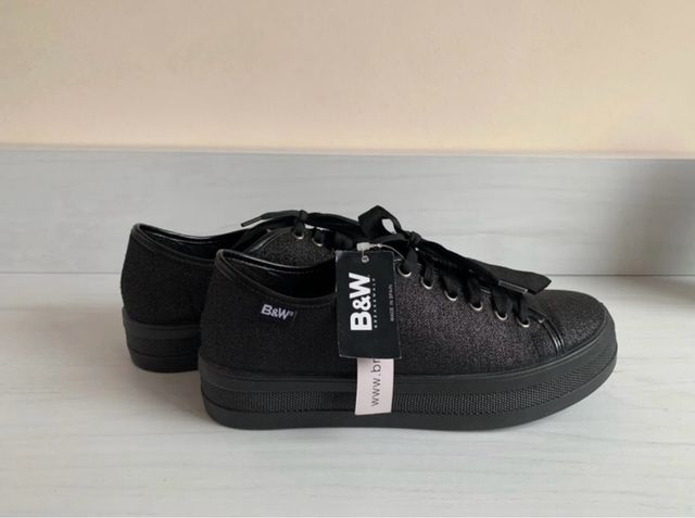 Zapatos B&W Mujer Negros Brillantes