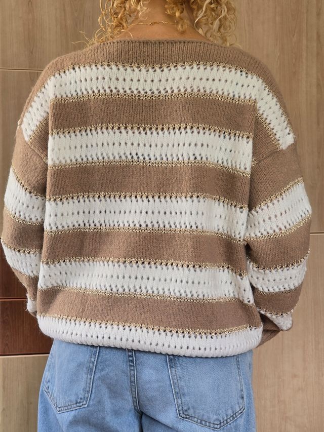 Jersey rayas marrón y blanco