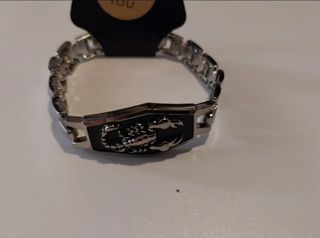 Pulsera escorpión plata y negro