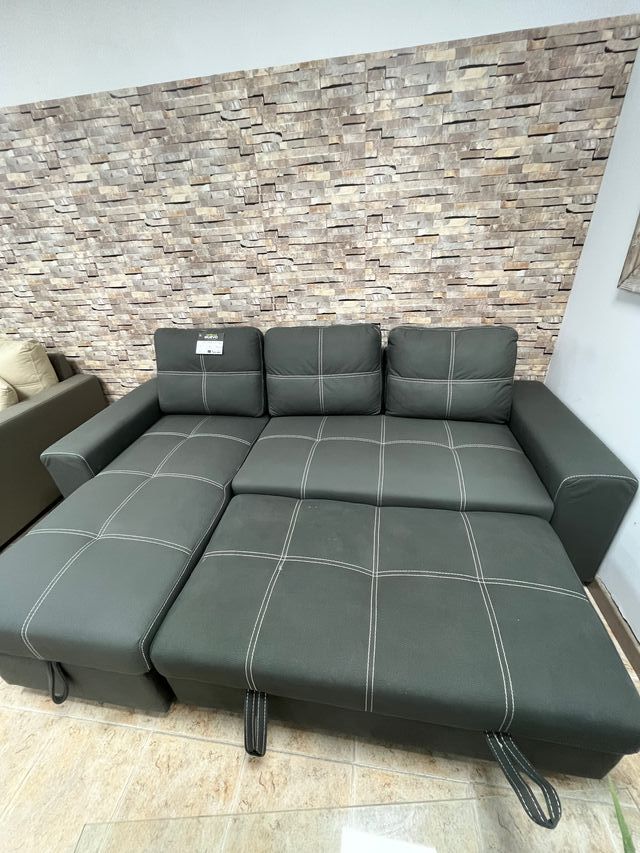 Sofá Chaise Longue Polipiel Gris