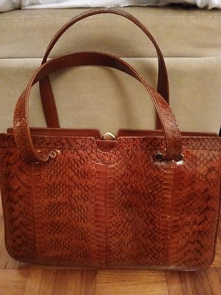 Borsa pelle effetto pitone(marrone, bordeaux, nero