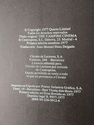 Libro El Vampiro en el cine (1977), David Pirie