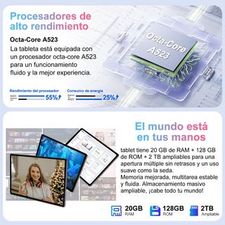 Tablet 128GB Android 15 WiFi 6 Octa-core