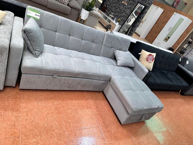 Sofá Cama Gris con Arcón y Envío Gratis