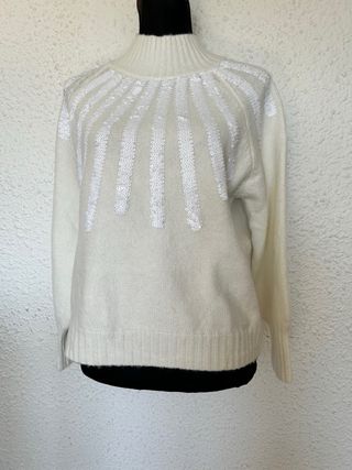 Jersey blanco con lentejuelas