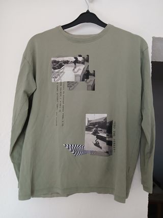 Camiseta C&A rayas naranja y verde