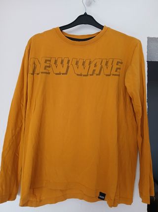 Camiseta C&A rayas naranja y verde