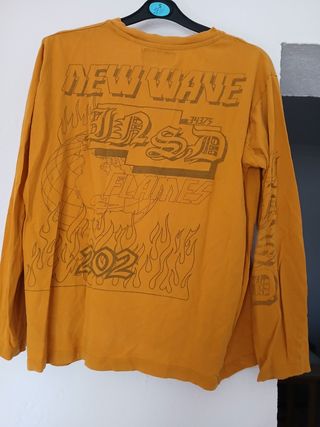 Camiseta C&A rayas naranja y verde