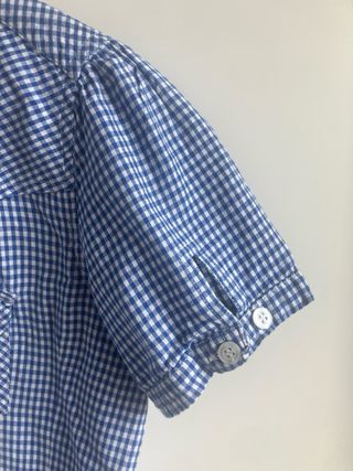 Camisa cuadros azul mujer manga corta Blend
