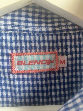 Camisa cuadros azul mujer manga corta Blend