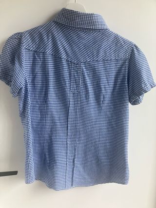 Camisa cuadros azul mujer manga corta Blend