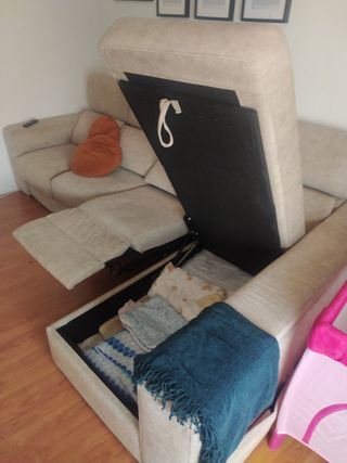 Sofá Chaiselong Beige 4 Plazas