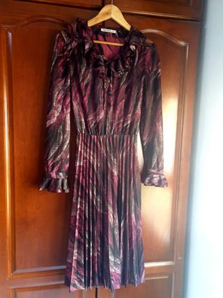 Vestido Vintage Indira Morado/Rojo Talla M