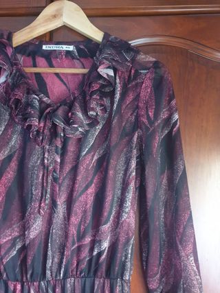 Vestido Vintage Indira Morado/Rojo Talla M
