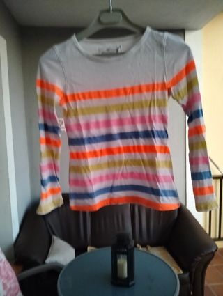 Camiseta de rayas multicolor manga larga