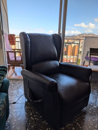 Sillón relax eléctrico polipiel marrón oscuro