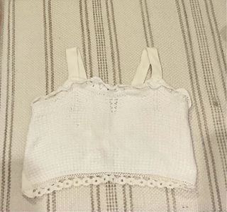 Top Zara punto crochet blanco talla 11/12
