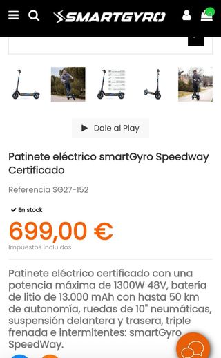 Patinete Eléctrico Smartgyro Speedway