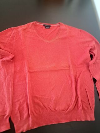 Jersey de pico algodón y cachemir fresa